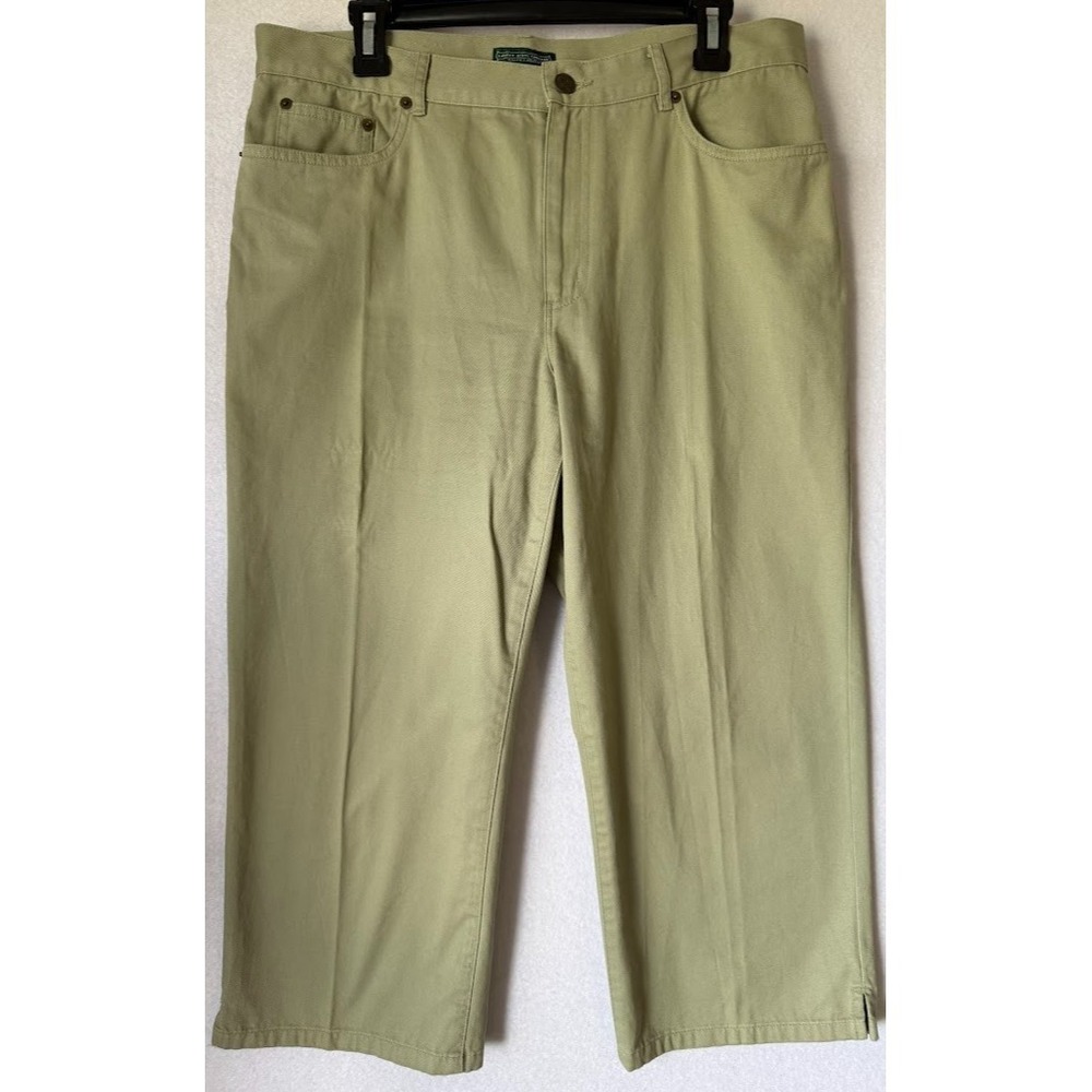 Lauren Jeans Co. Ralph Lauren Capri Pants Women 12 Green Straight Crop Stretch